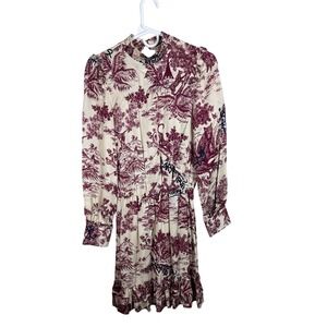 Zadig & Voltaire Rocket Jouy‎ Satin Chinoiserie Ruffle Dress Women Size XS